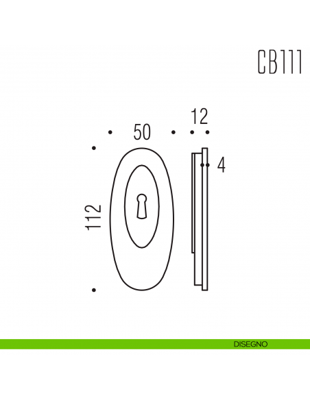 Maniglia per porta scorrevole CB111 CF Colombo Design con foro chiave disegno