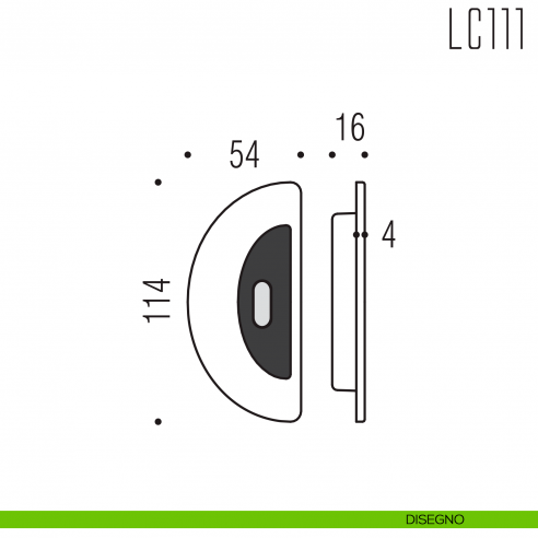 Maniglia per porta scorrevole LC111 CF Colombo Design con foro chiave disegno