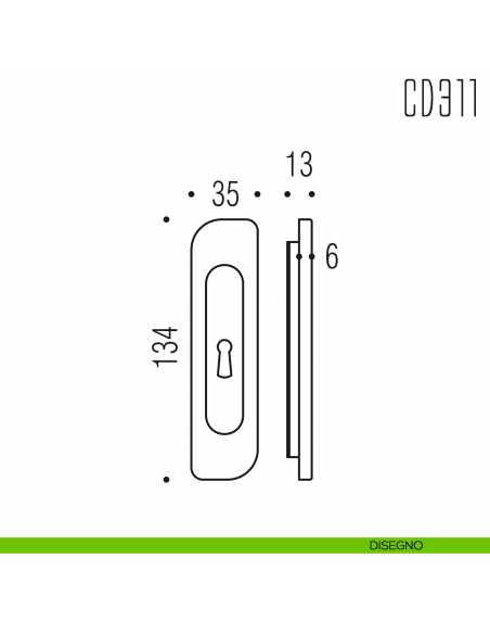 Maniglia per porta scorrevole CD311 CF Colombo Design con foro chiave disegno