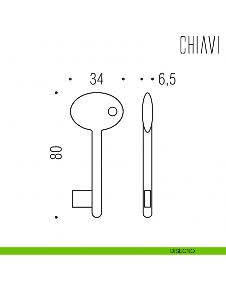 Chiave per porta interna AM14 Colombo Design disegno