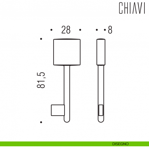 Chiave per porta interna LC14 Colombo Design disegno
