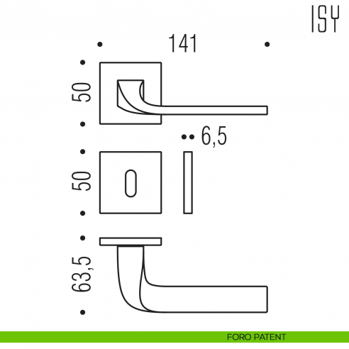 Maniglia per porta Isy Colombo Design bassa foro patent