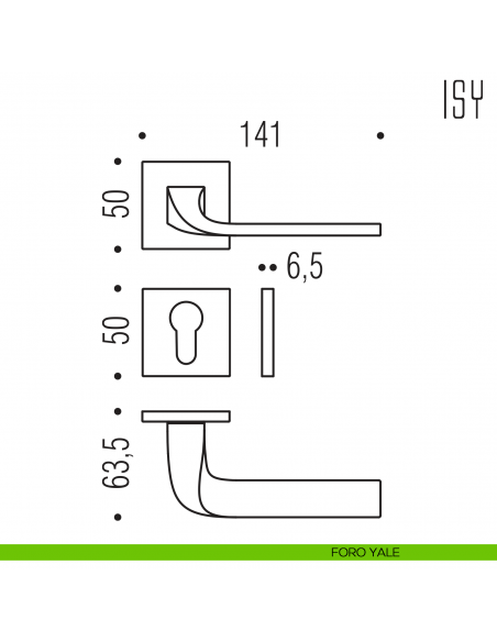 Maniglia per porta Isy Colombo Design bassa foro yale