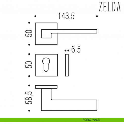 Maniglia per porta Zelda Colombo Design bassa foro yale
