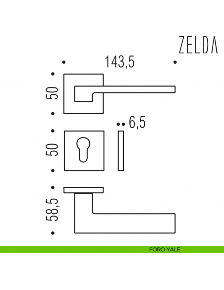 Maniglia per porta Zelda Colombo Design bassa foro yale