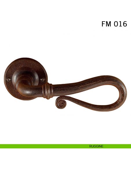 Maniglia in ferro per porta Il Forgiato FM 016 con molla ruggine