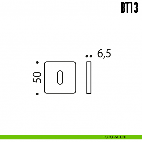 Bocchetta quadrata bassa per porta Colombo Design BT 13 foro patent