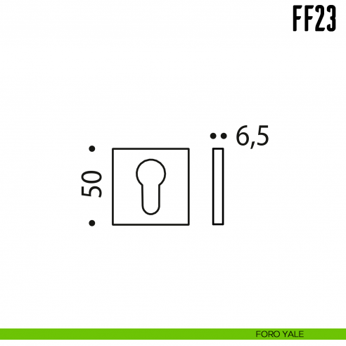 Bocchetta quadrata bassa per porta Colombo Design FF 23 foro yale