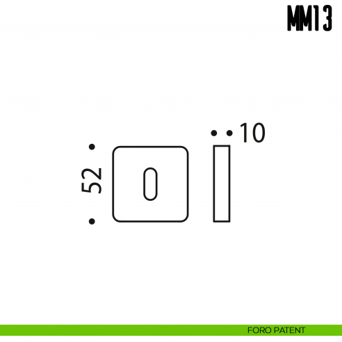Bocchetta quadrata per porta Colombo Design MM 13 foro patent