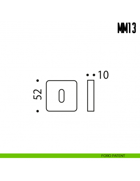 Bocchetta quadrata per porta Colombo Design MM 13 foro patent