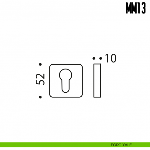 Bocchetta quadrata per porta Colombo Design MM 13 foro yale