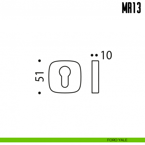 Bocchetta quadrata per porta Colombo Design MR 13 foro yale