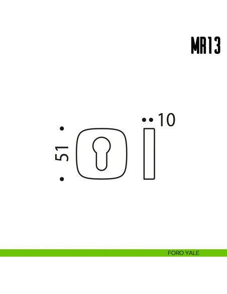 Bocchetta quadrata per porta Colombo Design MR 13 foro yale