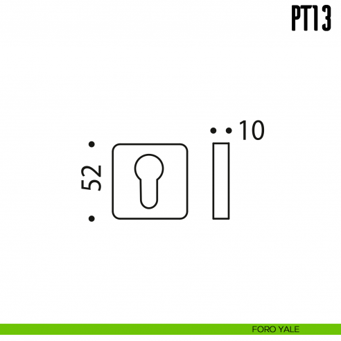 Bocchetta quadrata per porta Colombo Design PT 13 foro yale