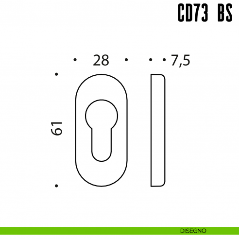 Bocchetta stretta foro yale Colombo Design CD73 BS disegno
