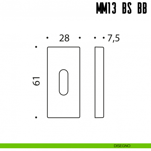 Bocchetta stretta quadrata foro patent Colombo Design MM13 BS BB disegno
