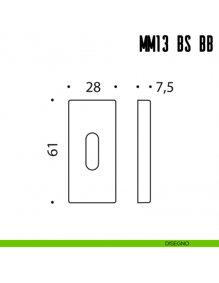 Bocchetta stretta quadrata foro patent Colombo Design MM13 BS BB disegno