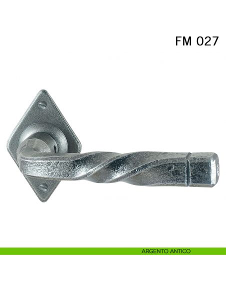 Maniglia in ferro per porta Il Forgiato FM 027 senza molla argento antico