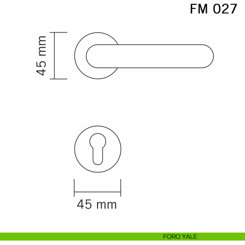 Maniglia in ferro per porta Il Forgiato FM 027 con molla foro yale