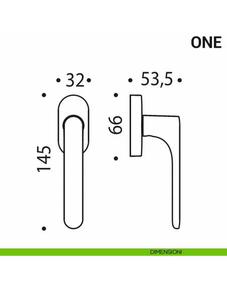 Maniglia per finestra martellina DK One Colombo Design Mood Collection disegno