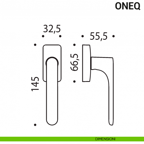 Maniglia per finestra martellina DK OneQ Colombo Design Mood Collection disegno