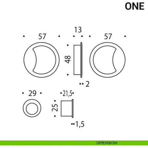 Maniglia per porta scorrevole One Colombo Design cieca Mood Collection disegno