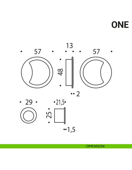 Maniglia per porta scorrevole One Colombo Design cieca Mood Collection disegno