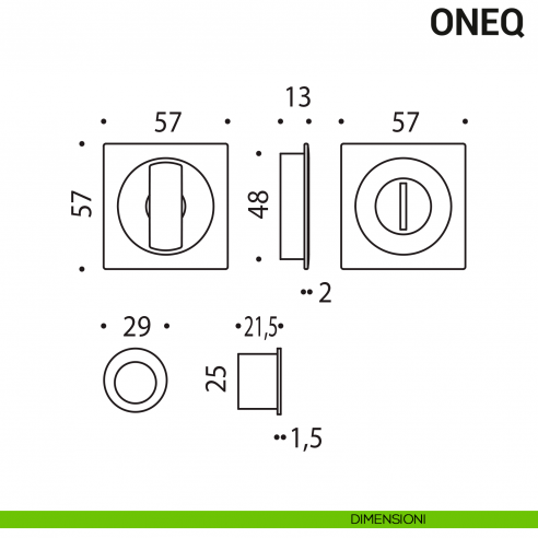 Maniglia per porta scorrevole OneQ Colombo Design con nottolino Mood Collection disegno