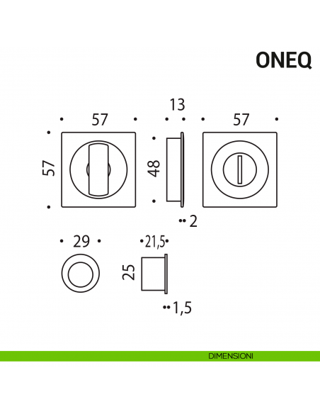 Maniglia per porta scorrevole OneQ Colombo Design con nottolino Mood Collection disegno