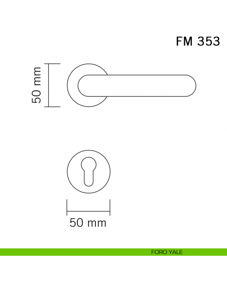Maniglia in ferro per porta Il Forgiato FM 353 foro yale