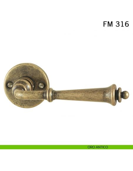 Maniglia in ferro per porta Il Forgiato FM 316 oro antico