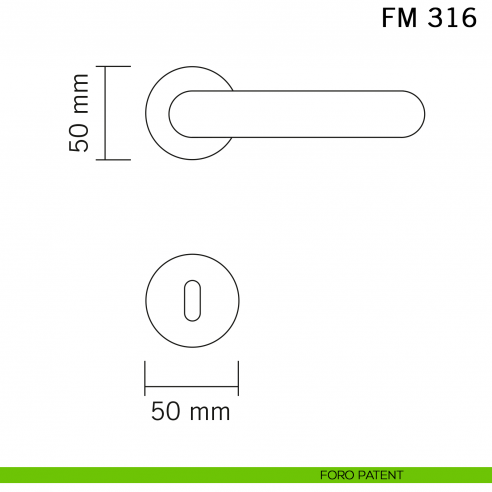 Maniglia in ferro per porta Il Forgiato FM 316 foro patent