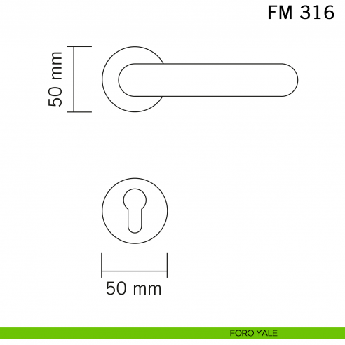 Maniglia in ferro per porta Il Forgiato FM 316 foro yale