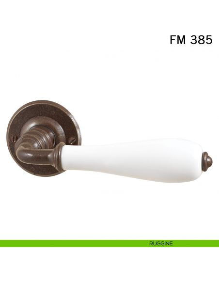Maniglia porcellana e ferro per porta Il Forgiato FM 385 senza molla ruggine