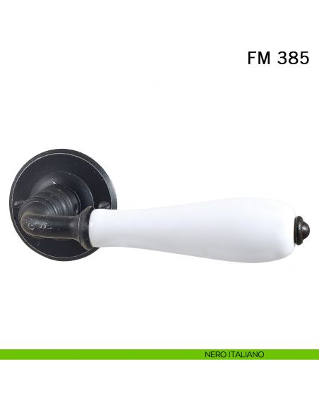 Maniglia porcellana e ferro per porta Il Forgiato FM 385 senza molla nero italiano