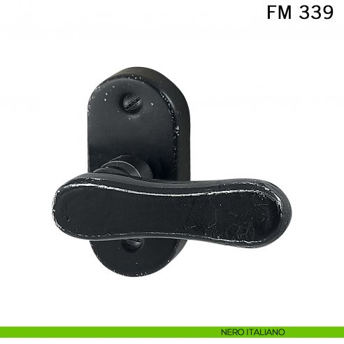 Maniglia in ferro per porta Il Forgiato FM 339 con rosetta ovale nero italiano