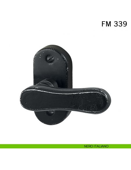 Maniglia in ferro per porta Il Forgiato FM 339 con rosetta ovale nero italiano