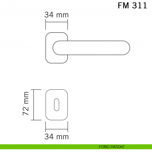 Maniglia in ferro per porta Il Forgiato FM 311 con rosetta ovale foro patent