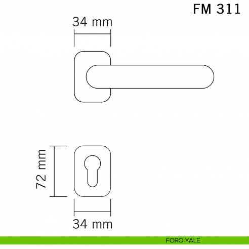 Maniglia in ferro per porta Il Forgiato FM 311 con rosetta ovale foro yale