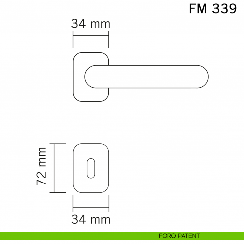 Maniglia in ferro per porta Il Forgiato FM 339 con rosetta ovale foro patent