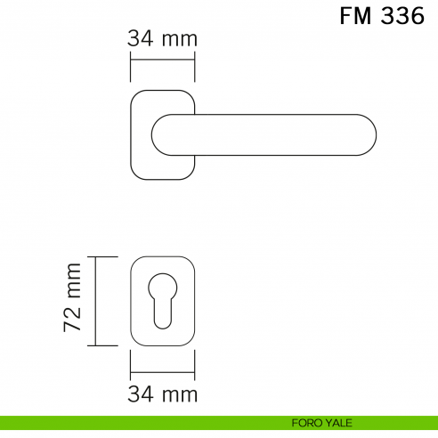 Maniglia in ferro per porta Il Forgiato FM 336 con rosetta ovale foro yale
