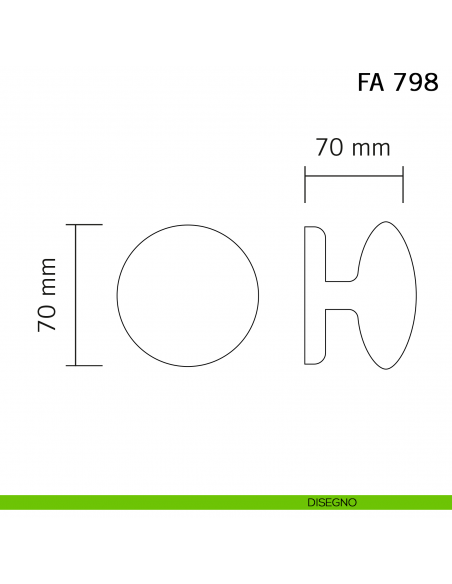 Pomolo ovale girevole in ferro per porta Il Forgiato FA 798.BIS disegno