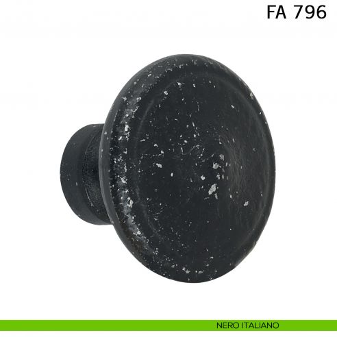 Pomolo tondo girevole diametro 55 mm in ferro per porta Il Forgiato FA 796.55.BIS nero italiano