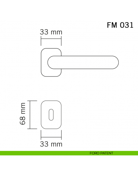 Maniglia in ferro per porta Il Forgiato FM 031 con rosetta ovale foro patent
