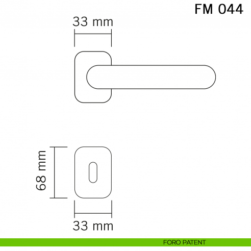 Maniglia in ferro per porta Il Forgiato FM 044 con rosetta ovale foro patent