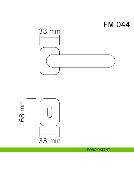 Maniglia in ferro per porta Il Forgiato FM 044 con rosetta ovale foro patent