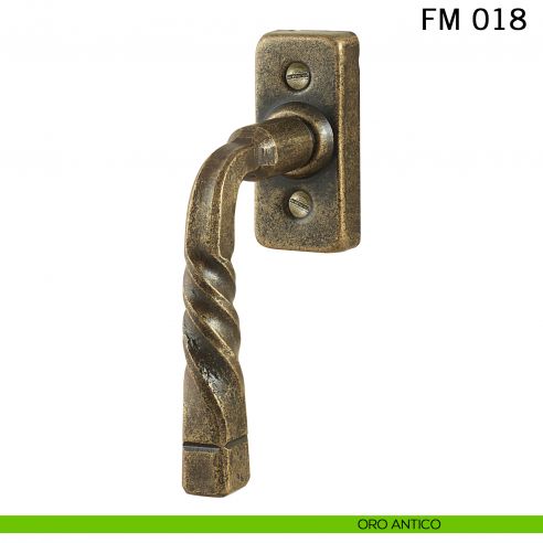 Maniglia in ferro per finestra martellina DK FM 018 Il Forgiato oro antico