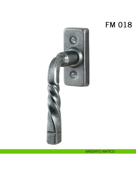 Maniglia in ferro per finestra martellina DK FM 018 Il Forgiato argento antico