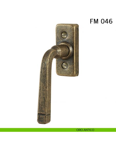 Maniglia in ferro per finestra martellina DK FM 046 Il Forgiato oro antico