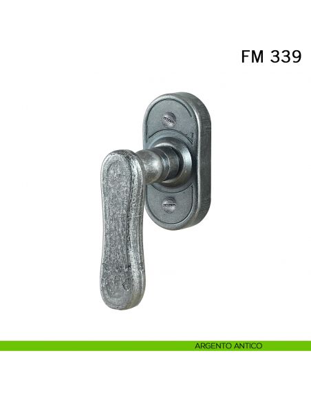 Maniglia in ferro per finestra martellina DK FM 339 Il Forgiato argento antico